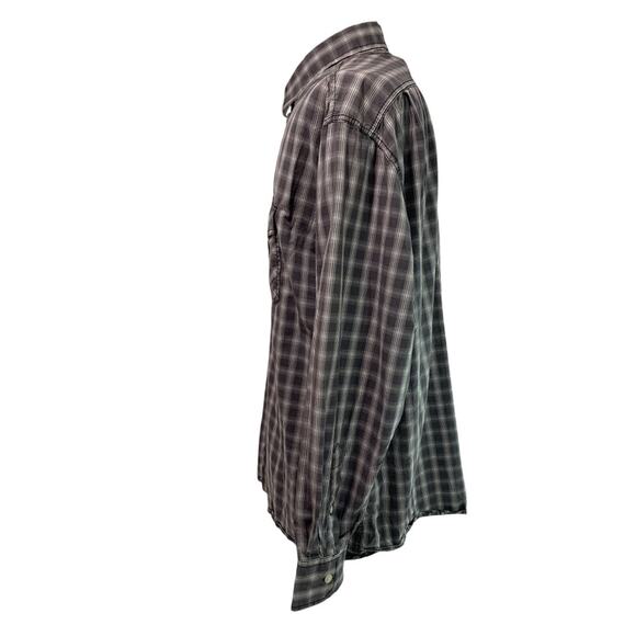 XL Izod Jeans Mens Casual Black White Plaid Button Up Shirt Long Sleeve - Picture 5 of 8